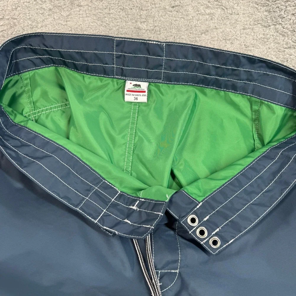 Birdwell Beach Britches Mens 36 Navy Blue Board Shorts Made USA Surf *REPAIRED*